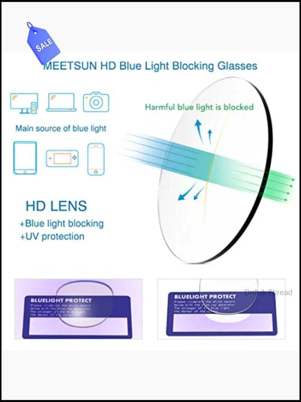 Blue Light Blocking Glasses UV400 Anti Eye Strain Computer Reading Glasses
